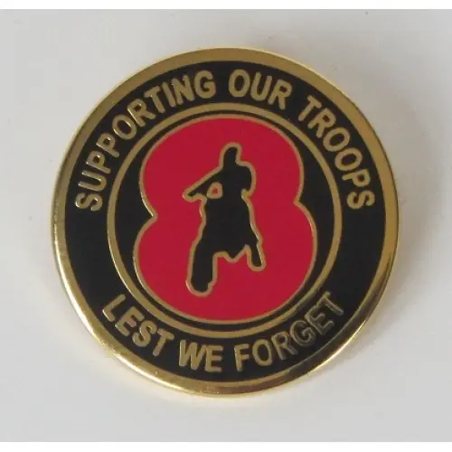 Support Our Troops Enamel Pin Bike Poppy